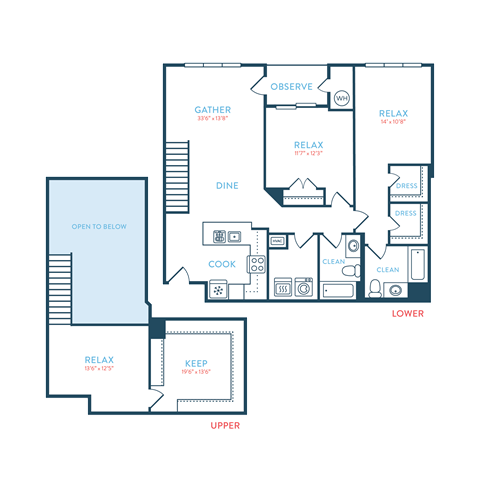 Floor plan for 2 beds, 2 baths, 1602 sqft